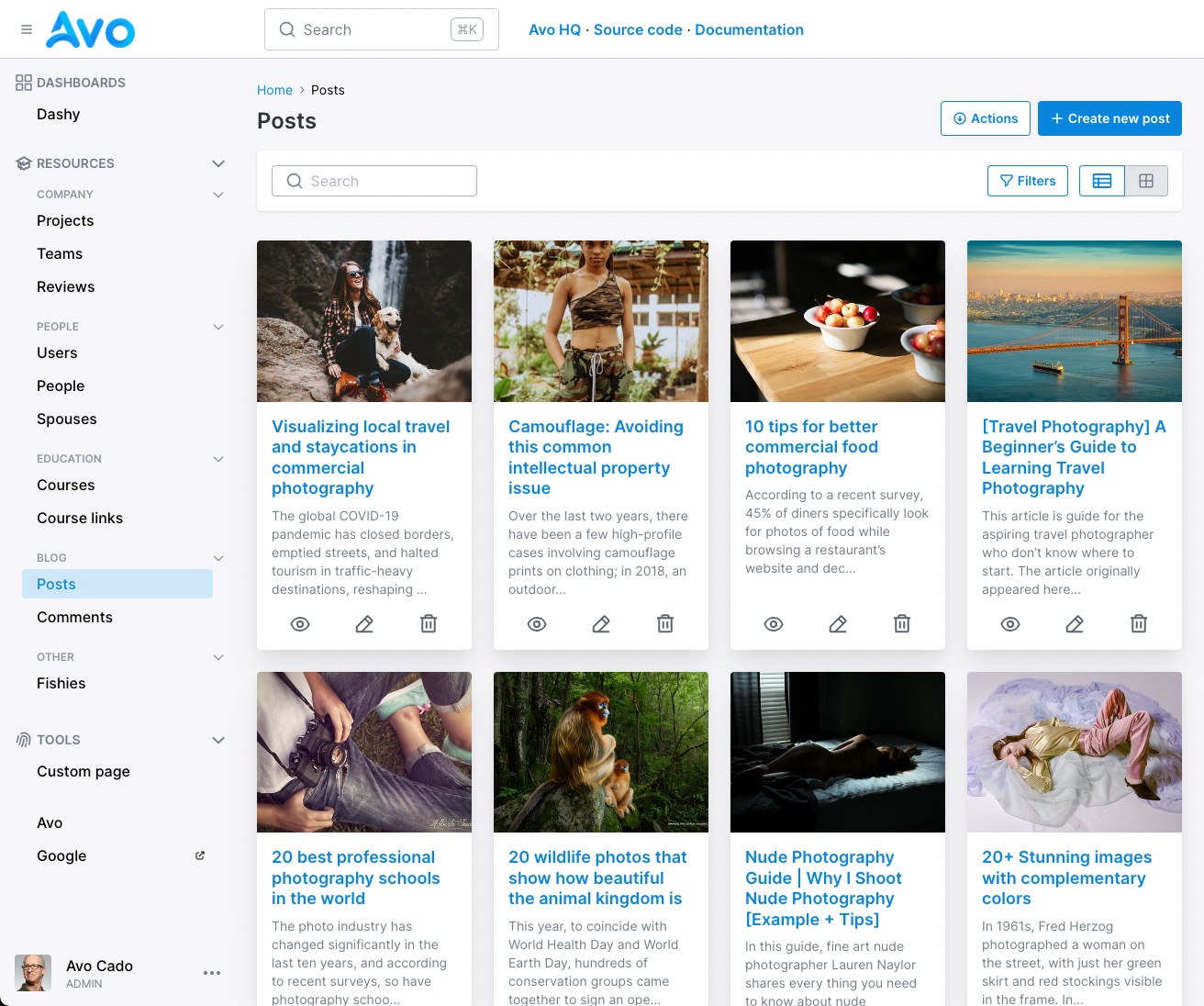 Grid view